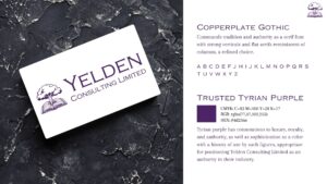 Logo and Design notes for Yelden Consulting Limited.